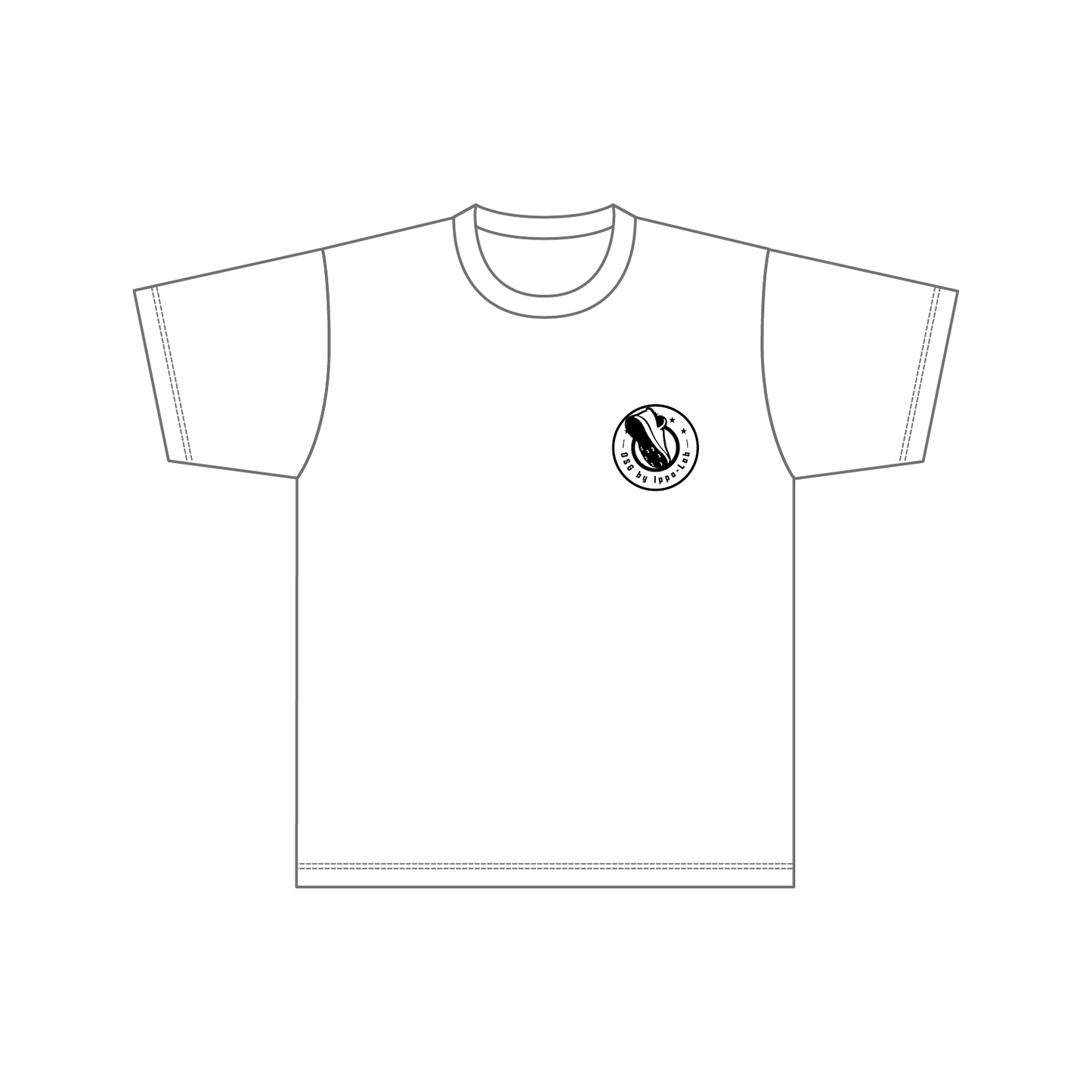 ドライTシャツ 胸元白黒ロゴ小