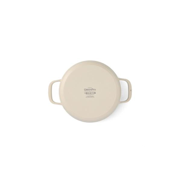 フェザーウェイト ココットラウンド22cm ポットホルダー2個付き クリームホワイト／GREENPAN（グリーンパン）