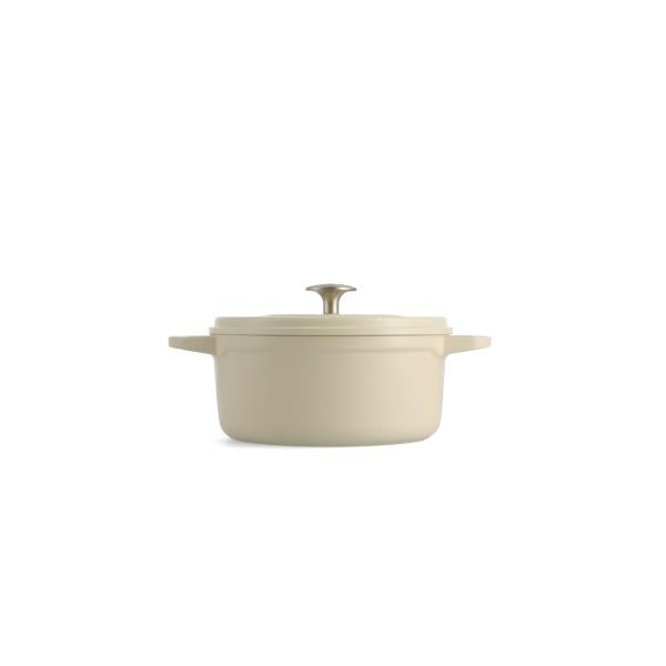 フェザーウェイト ココットラウンド22cm ポットホルダー2個付き クリームホワイト／GREENPAN（グリーンパン）