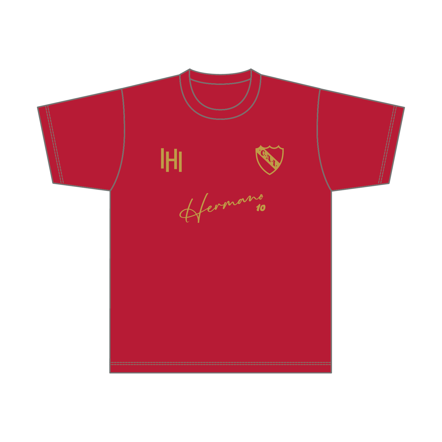 【BtoB】INDEPENDIENTE_ドライTシャツ／レッド×ゴールド