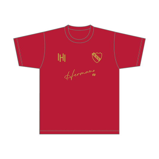 【BtoB】INDEPENDIENTE_ドライTシャツ／レッド×ゴールド